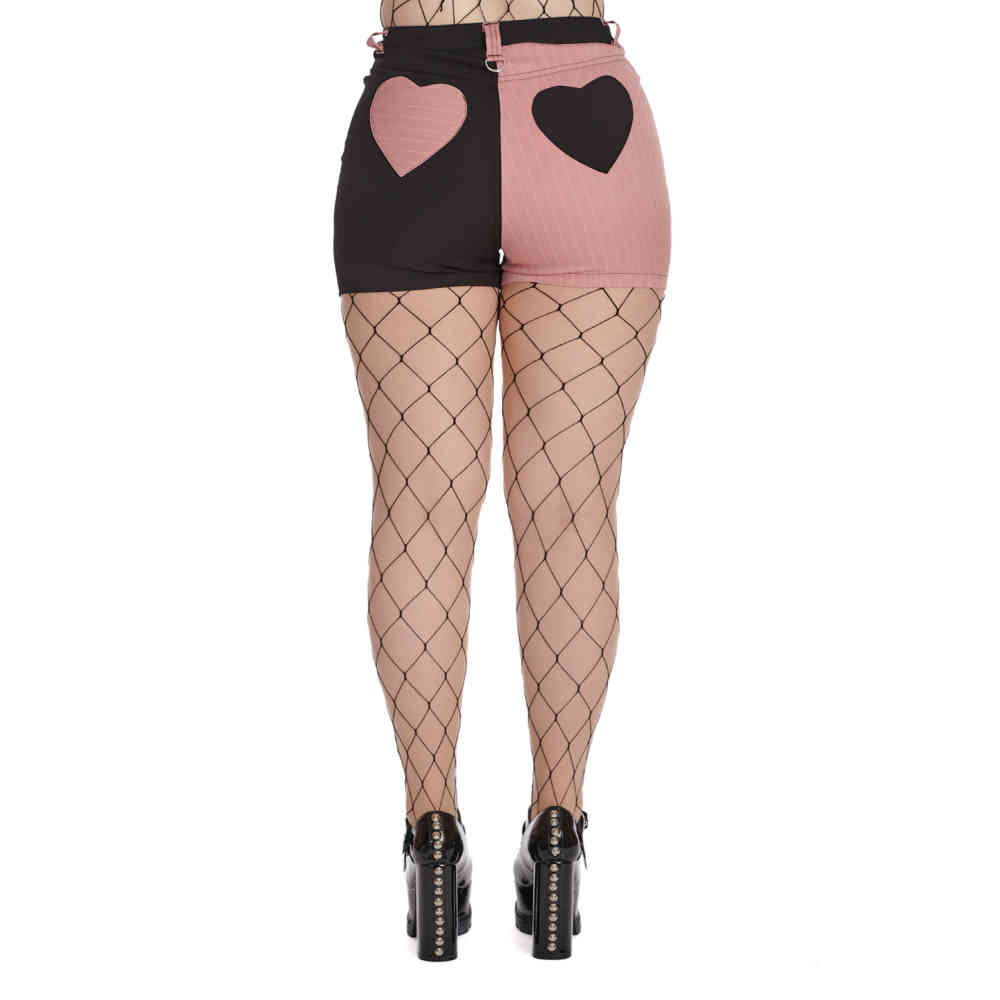 Banned - Soft Pout Half & Half Kurze Hose - Rosa/Schwarz